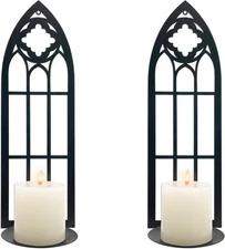 Black Metal Gothic Wall Sconces Set of Two, 15.8'' Decor, 