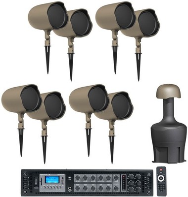 (8) JBL GSF6-TN 6.5'' Landscape Ground Stake 70v Commercial Speakers+12'' Sub+Amp