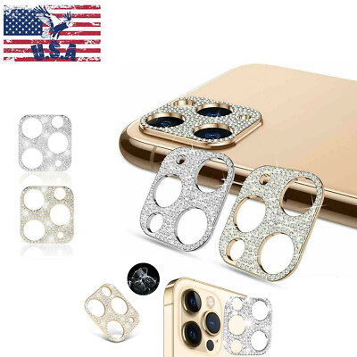 For iPhone 12 11 Pro Max Mini Diamond BLING Tempered Glass Camera Lens Protector