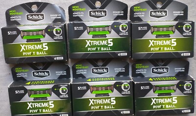 Pack 6 Schick Xtreme5 Pivot Ball Razor Cartridges 5-blade 4 ct. (24 total) New 