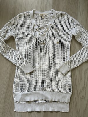 Michael Kors White Crochet BEACH COVERUP SWEATER Dress