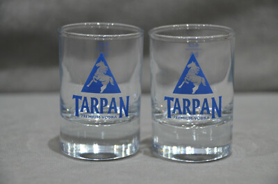 Pair Of (2) Tarpan Premium Vodka 60ml (40ml To Line) 2oz Shot Glasses Horse Logo