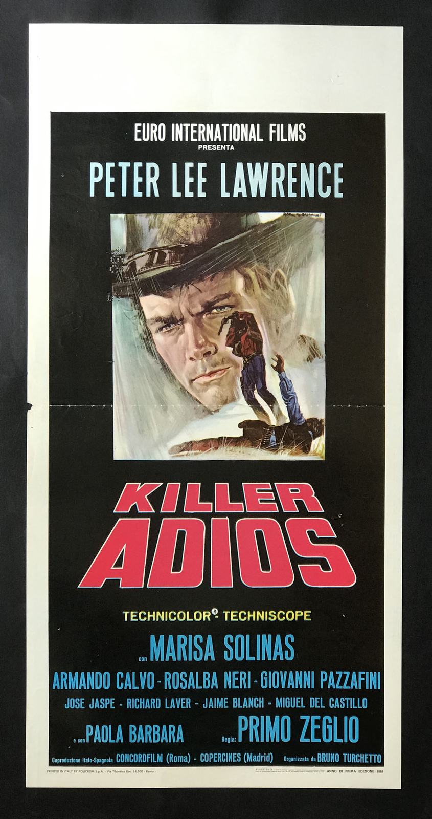 Locandina originale film Killer adios (1968) - Regia di Primo Zeglio