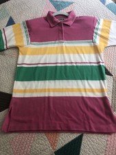Vintage 90s Country Suburbans Women  s Striped Polo Size Small Shoulder Pads