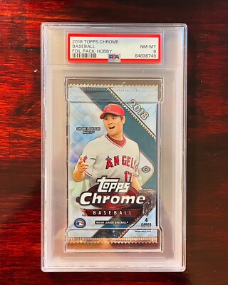 2018 TOPPS CHROME MLB BASEBALL FOIL PACK HOBBY PSA 8, -Shohei Ohtani RC Year-