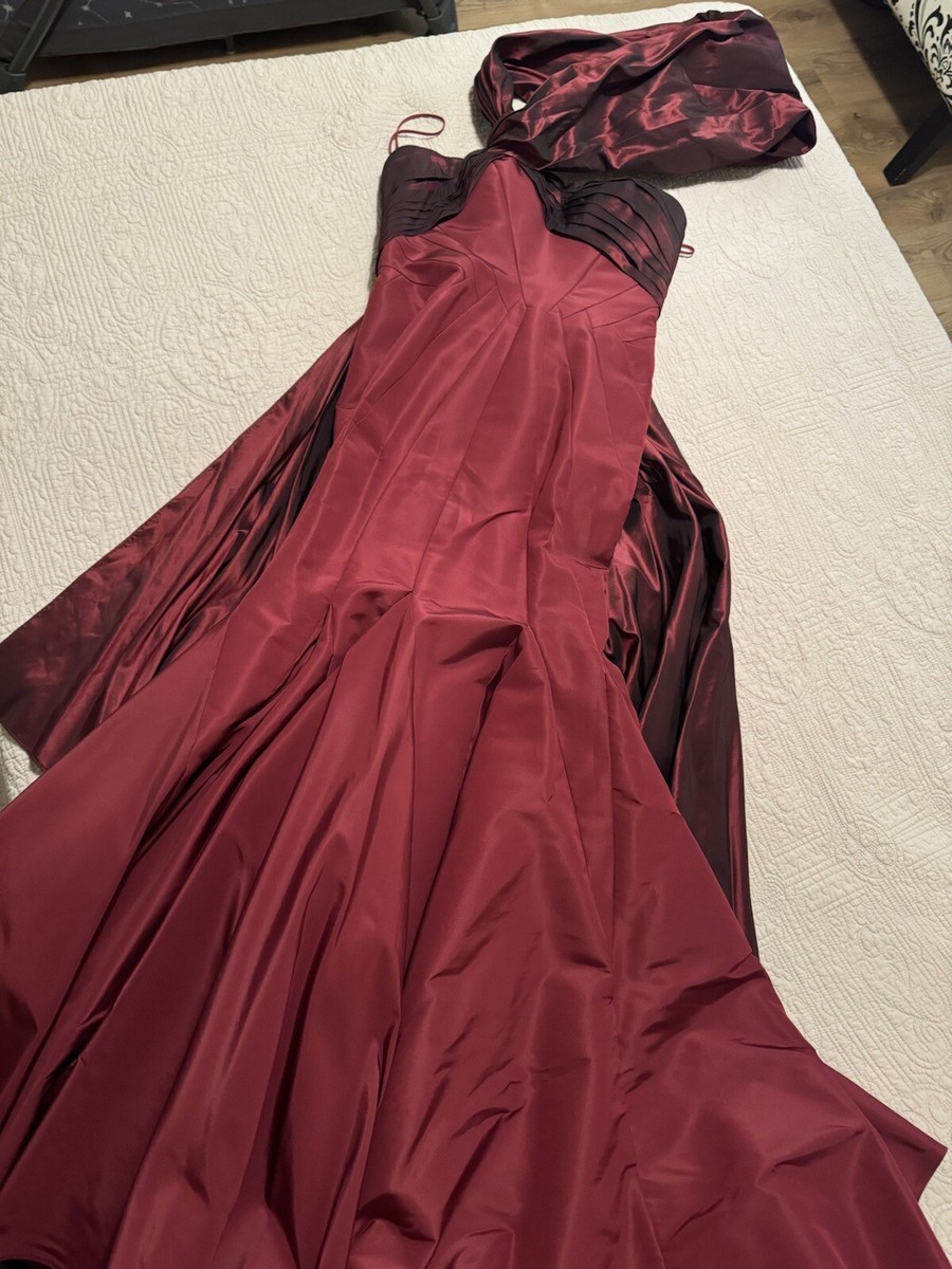 zac posen burgundy dress Off Shoulder Red/Burgundy Gown New! Color:Black and Ivory 34 in Product measurements january edit Ladivine 7497 Bridesmaids Dress