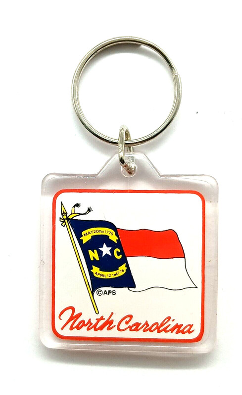 Vintage North Carolina State Flag Keychain Keyring