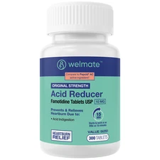 WELMATE Famotidine 10mg Acid Reducer, 300 Tablets Exp 7/26 (Generic Pepcid)