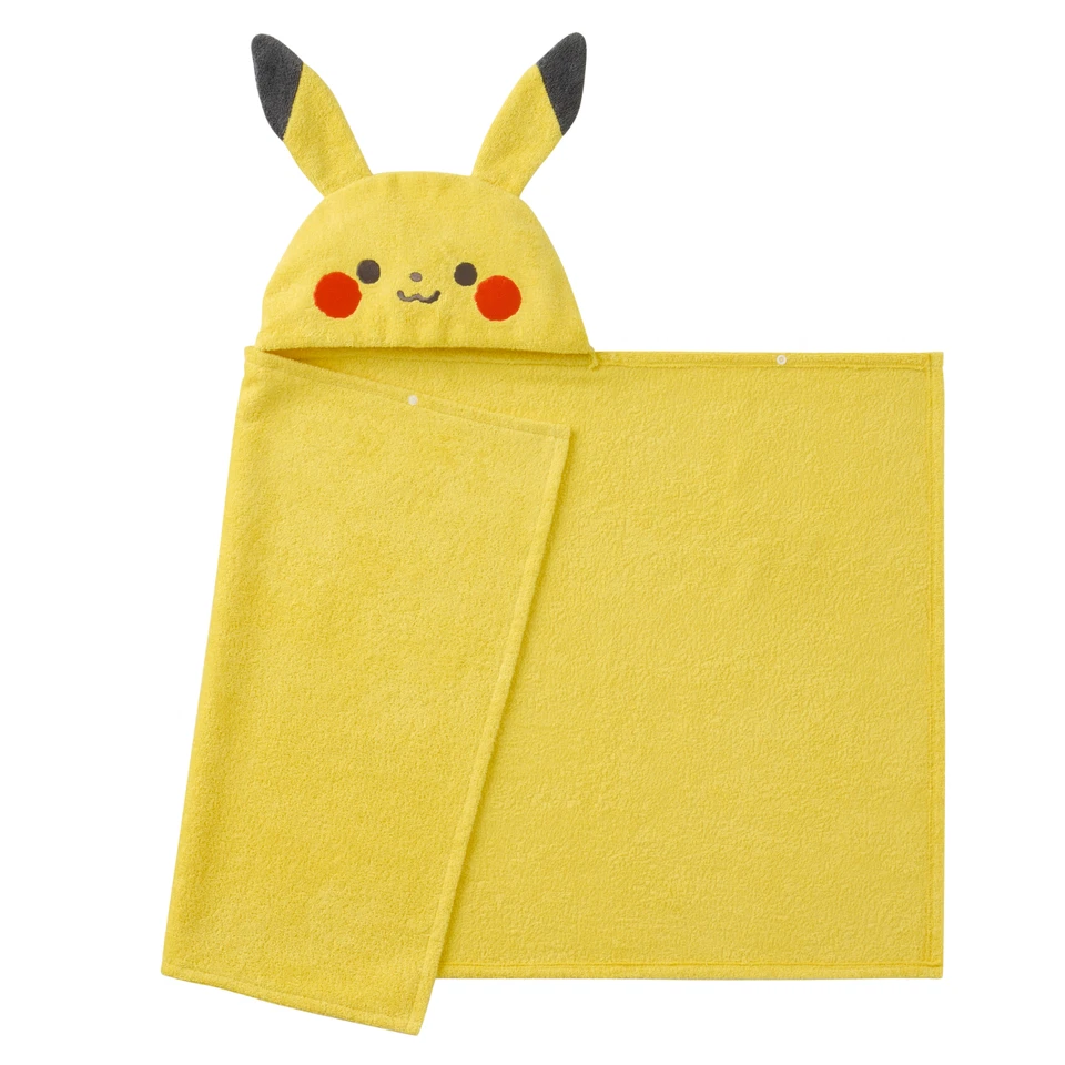 Monpoke Pokemon Pikachu hooded bath towel Baby Gift Japan New - Image 2 of 4