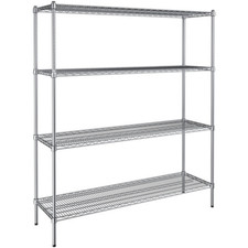 Commercial 4 Tier Chrome Wire Shelving - 6ft Height for Garage, Catering, Office