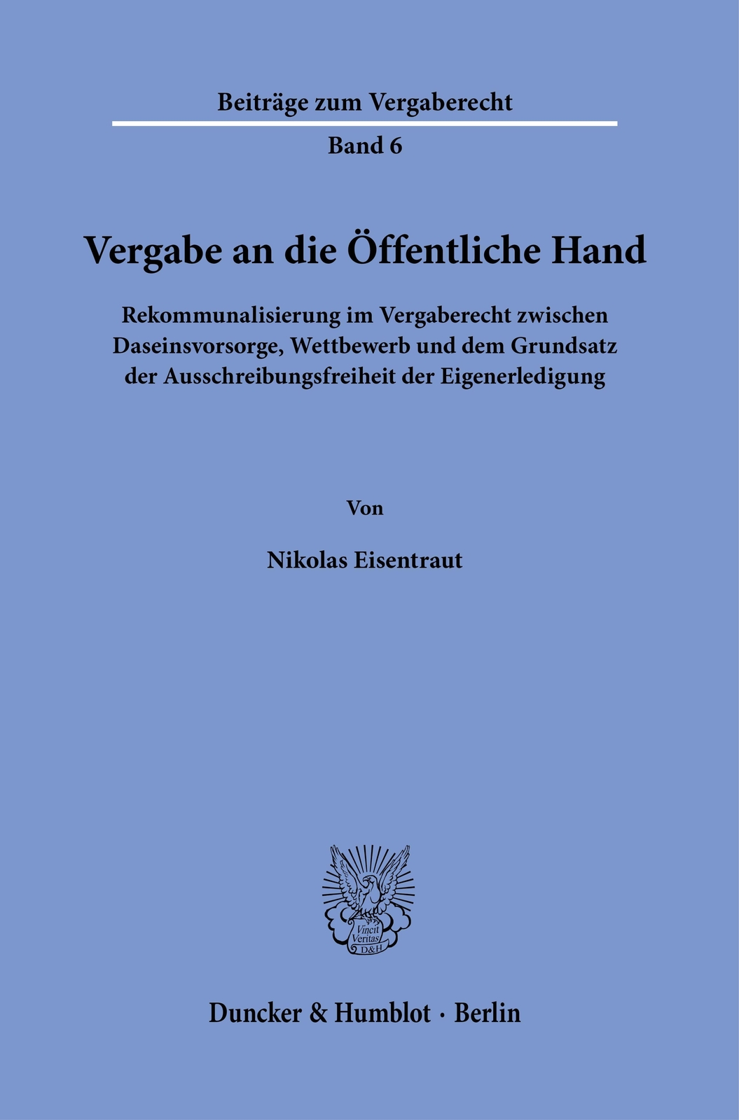 Thumbnail - Vergabe An Die Öffentliche Hand. | Nikolas Eisentraut | Taschenbuch |