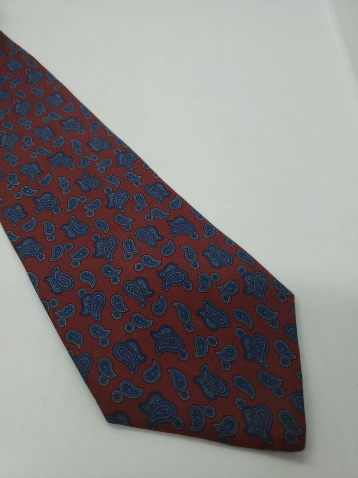 Corbata para hombre Oleg Cassini azul granate cachemira 100 % seda Foto 3 de 4
