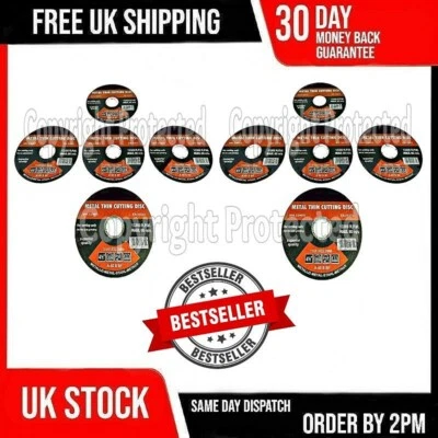 10 ANGLE GRINDER 1MM ULTRA THIN CUTTING DISC DISK 4.5" 115MM FLAT STEEL METAL UK