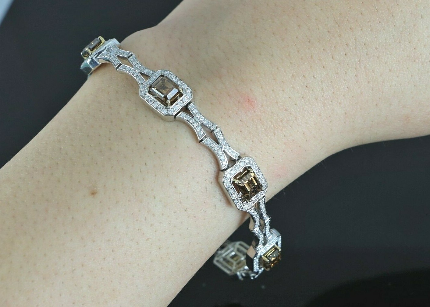 55,000 LeVian 18K White Gold 10.05ct Emerald Chocolate Diamond Tennis Bracelet eBay