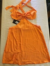 Fashion Nova women’s Orange cut out dress size large NWT