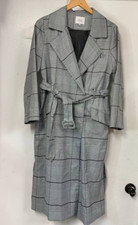 J.o.a Just One Answer Dress Trench Wrap Coat Size S Black White Plaid