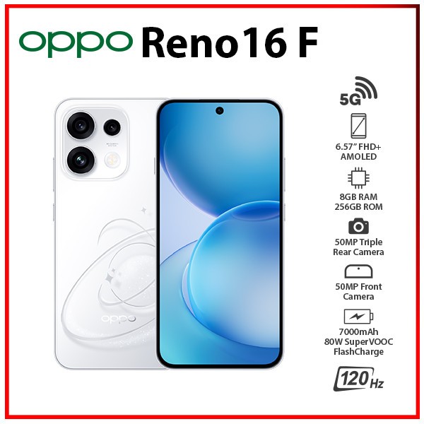 New)OPPO Reno16 F 5G 8GB+256GB WHITE Dual SIM Unlocked Android