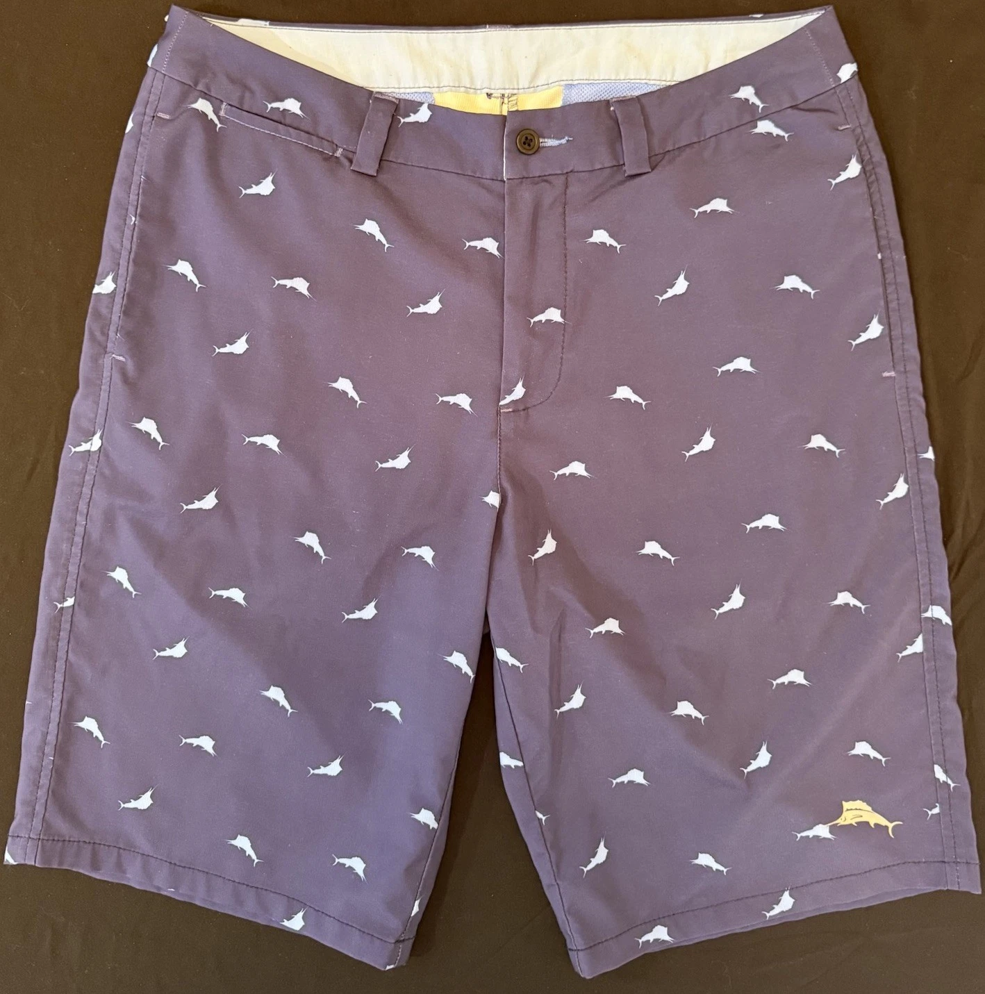 Tommy Bahama Relax Shorts Mens 32 Blue Marlin Print Golf Casual Stretch Shorts