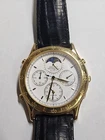 Vintage 1980s Seiko 38mm Gold Tone Chronograph Moonphase Quartz Watch RUNNING