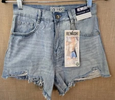 REWASH Vintage Babe Super High Rise Distressed Cut Off Blue Jean Shorts Sz 1/25