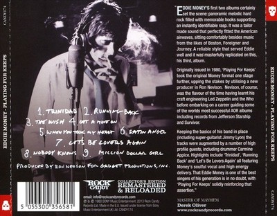 EDDIE MONEY - PLAYING FOR KEEPS [REMASTERED] [DELUXE] NEW CD