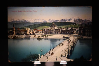 Ansichtskarte gelaufen Luzern Quaibrücke Alpen Schweiz