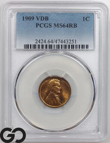 1909 VDB Lincoln Cent Wheat Penny, Red Brown, PCGS MS 64 RB ** Lustrous Beauty!
