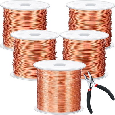 5 Rolls 5 Size Jewelry Wire 18, 20, 22, 24, 26 Gauge Copper Wire Kit Jewelry ...