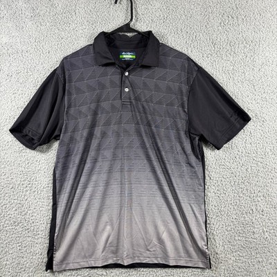 Ben Hogan Mens Performance Golf Polo Shirt Black Grey Geometric Gradient Size M