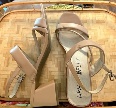 LifeStride Women's Celia Strappy Buckle Dress Heel Sandals Tan Size: 11W