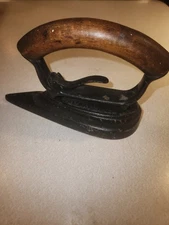  Antique sad iron 1894-1895 GH OBER CHAGRIN FALLS OH wood handle - Rare shape