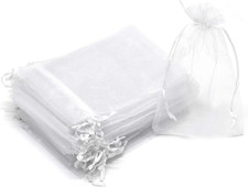 100Pcs Sheer Organza Bags 5X7 Inch, White Wedding Party Favor Bags with Drawstr