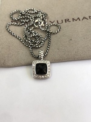 DAVID YURMAN Albion Halskette Sterlingsilber mit schwarzem Onyx & Diamant 7 mm