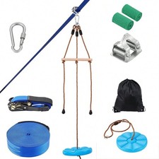 Backyard Zipline Kit with Swing Seat Handlebar Harness Portable Storage Bag