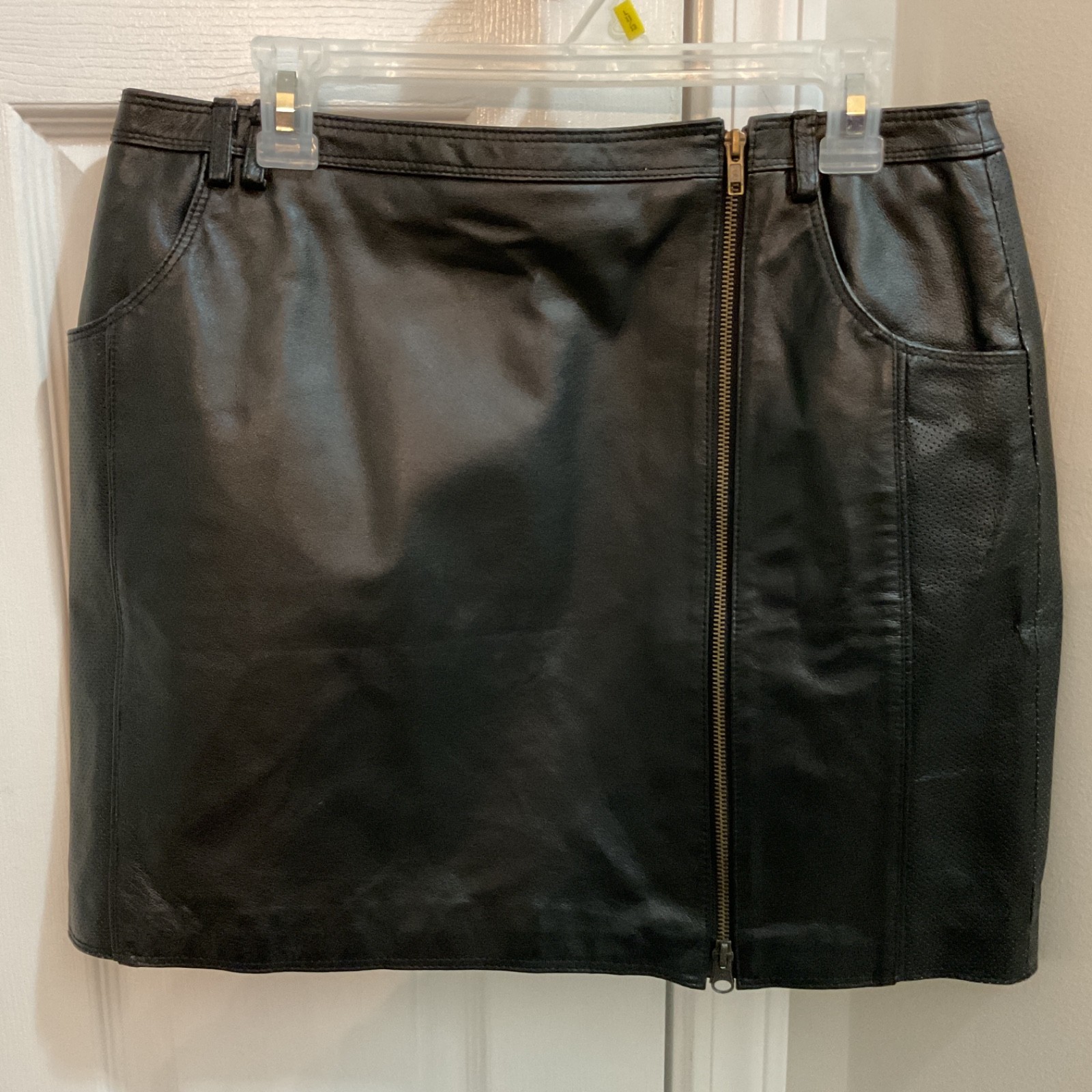 NWT Boston Proper Black Leather Mini-Skirt, Full-zip front,Grunge,Festival, 12