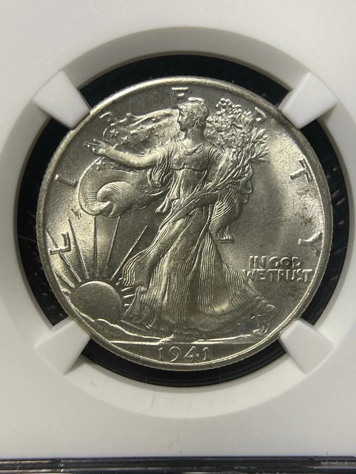 1941 S NGC MS64 Walking Liberty Silver Half Dollar US Mint Blast White - 51057 - Image 3 of 4