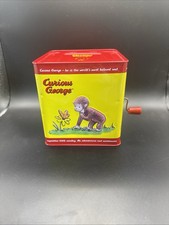 Curious George Manual Crank Jack In The Box Vintage, Yellow Red