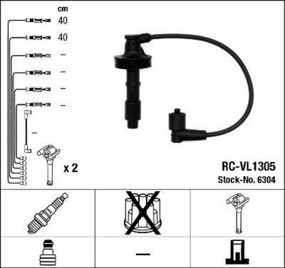 NGK 6304 Zündkabelsatz Zündleitungssatz für VOLVO V40 Kombi (645) S40 I (644)