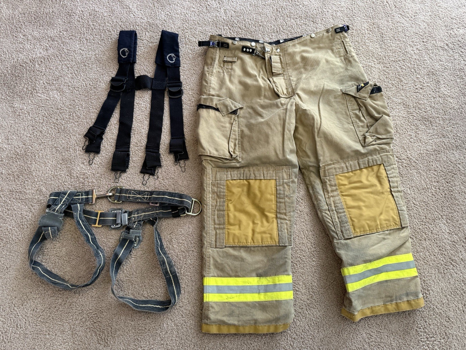 Quaker Safety Firefighting Bunker Turnout Gear Pants Xl 46-29 Rescue Harness