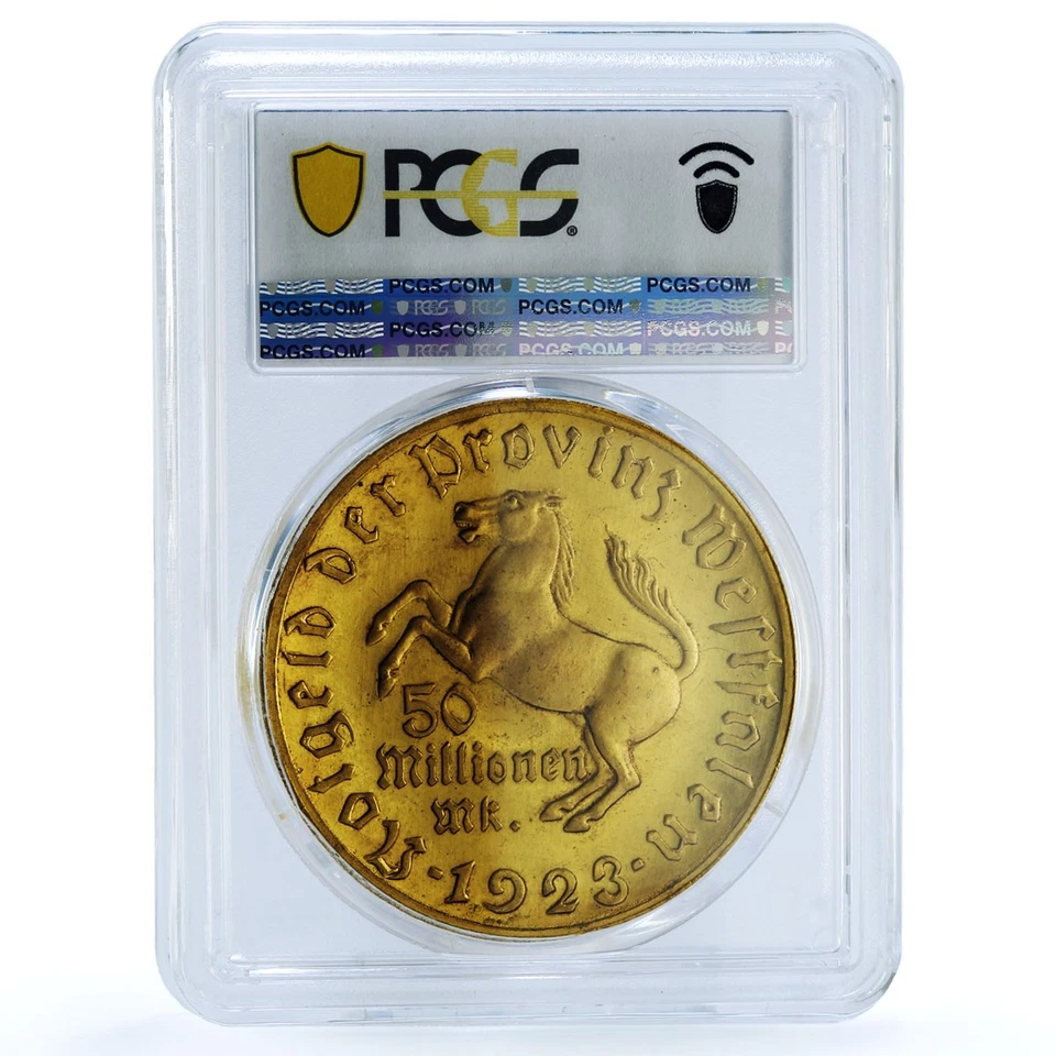 Germany Westphalia 50000000 mark von Stein Notgeld J. N-23a MS64 PCGS coin 1923 - Image 4 of 4