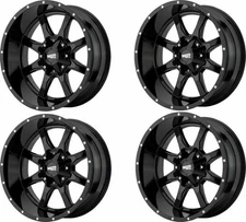 Set 4 16" Moto Metal MO970 16x8 6x120 6x5.5 0mm Gloss Black With Milled Wheels