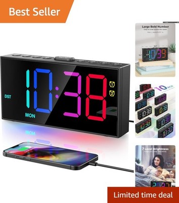 Vibrant RGB Alarm Clock for Kids & Teens: Loud Dual Alarms & Snooze Function