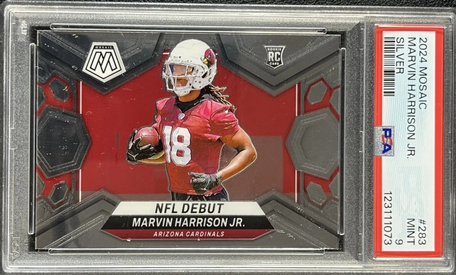 MARVIN HARRISON JR. PSA 9 2024 PANINI MOSAIC SILVER ROOKIE NFL DEBUT SLABBED RC