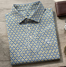 Rhoback Michigan M Polo Shirt - White Moisture Wicking UPF50 NCAA Gameday