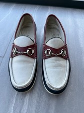 Gucci Horsebit Loafers Tricolor Navy White Burgundy Leather Men's Sz 10.5-11