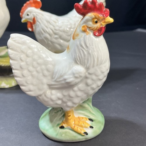 4 statuine in ceramica gallo pollo gallina fattoria statuine vintage anni 50 - Foto 13 di 19