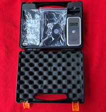 AlcoMate Premium Digital Electronic Breathalyzer Silver w/ Case  Accessories