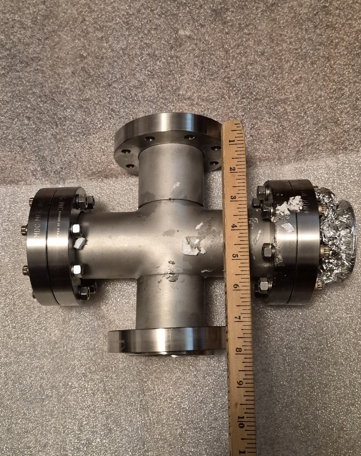 DN63CF (4.50" OD) 4 way cross, SST, 2 rotatable, includes KF50 adapter & blank