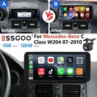 10.25"Car Gps Stereo Carplay 6+128G For Mercedes Benz C Class W204 2007-2010+Ahd (For: Mercedes-Benz)