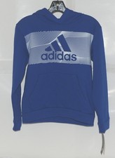 Adidas Bright Blue White Medium 10-12 Pullover Hoodie with Front Pocket